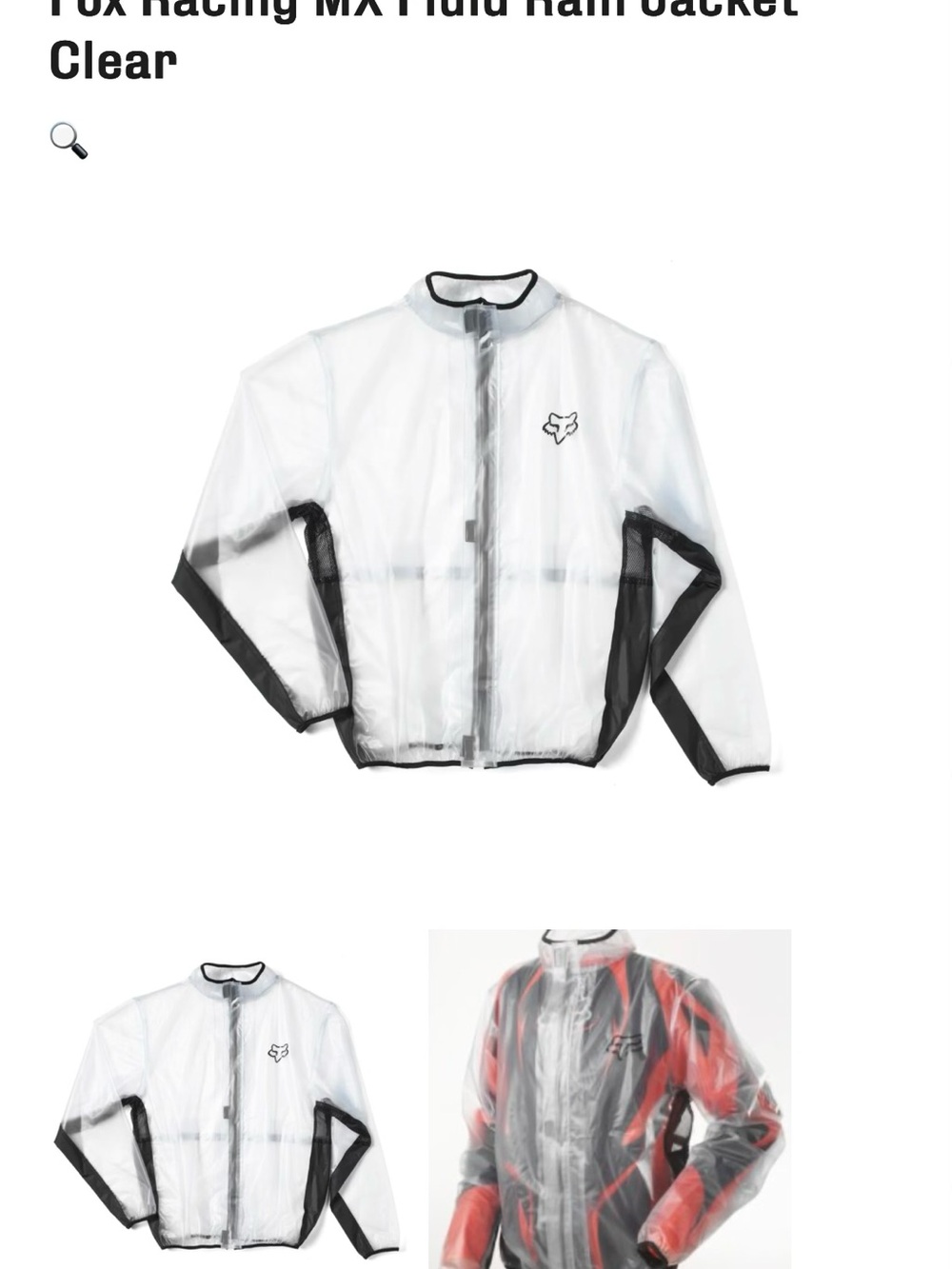 Fox Racing MX Fluid Rain Jacket Clear